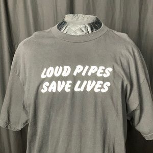 XXL Hot leathers “Loud Pipes Save Lives” Black&White T-shirt